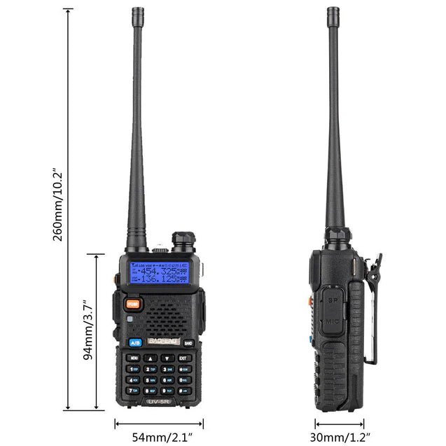 Kompakt og pålitelig Baofeng UV-5R radio med 128 lagringskanaler og 5 W utgangseffekt.