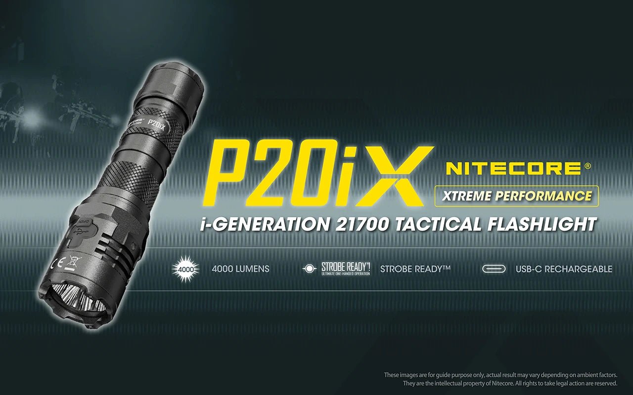 Nitecore P20iX USB - C oppladbar taktisk lommelykt 4000 lumen med 5000mAh batteri - HzConnect