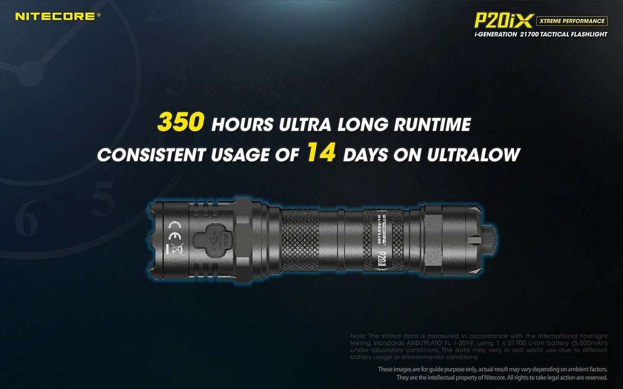 Nitecore P20iX USB - C oppladbar taktisk lommelykt 4000 lumen med 5000mAh batteri - HzConnect