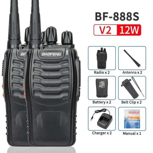 Baofeng BF-888S V2 walkie talkies med 16 kanaler og oppladbare batterier