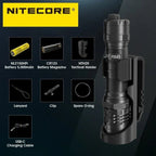 Nitecore P20iX USB - C oppladbar taktisk lommelykt 4000 lumen med 5000mAh batteri - HzConnect