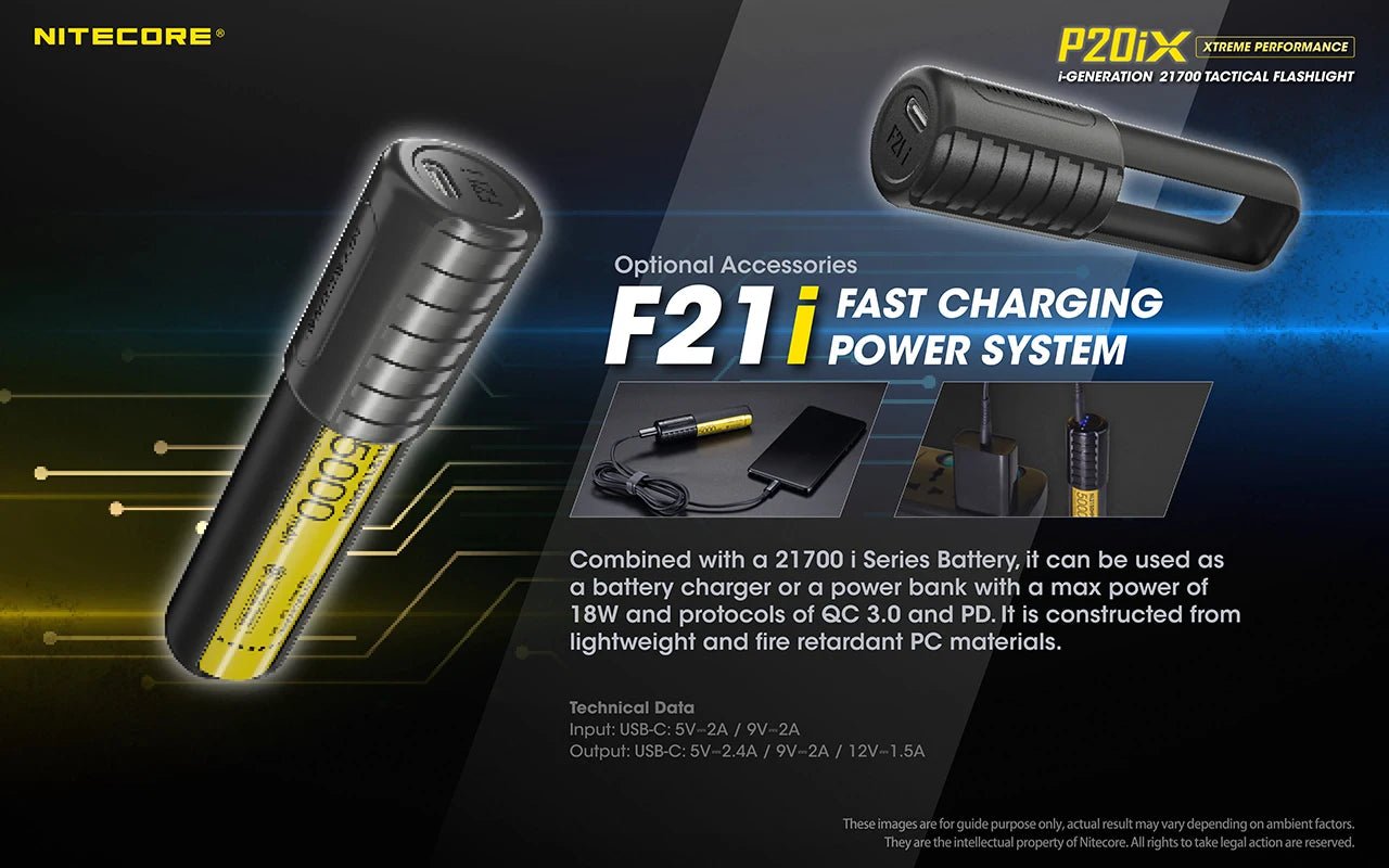 Nitecore P20iX USB - C oppladbar taktisk lommelykt 4000 lumen med 5000mAh batteri - HzConnect