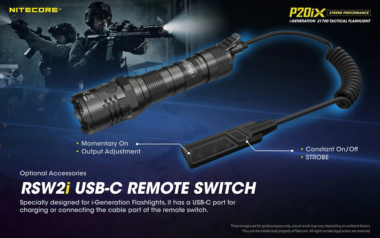 Nitecore P20iX USB - C oppladbar taktisk lommelykt 4000 lumen med 5000mAh batteri - HzConnect