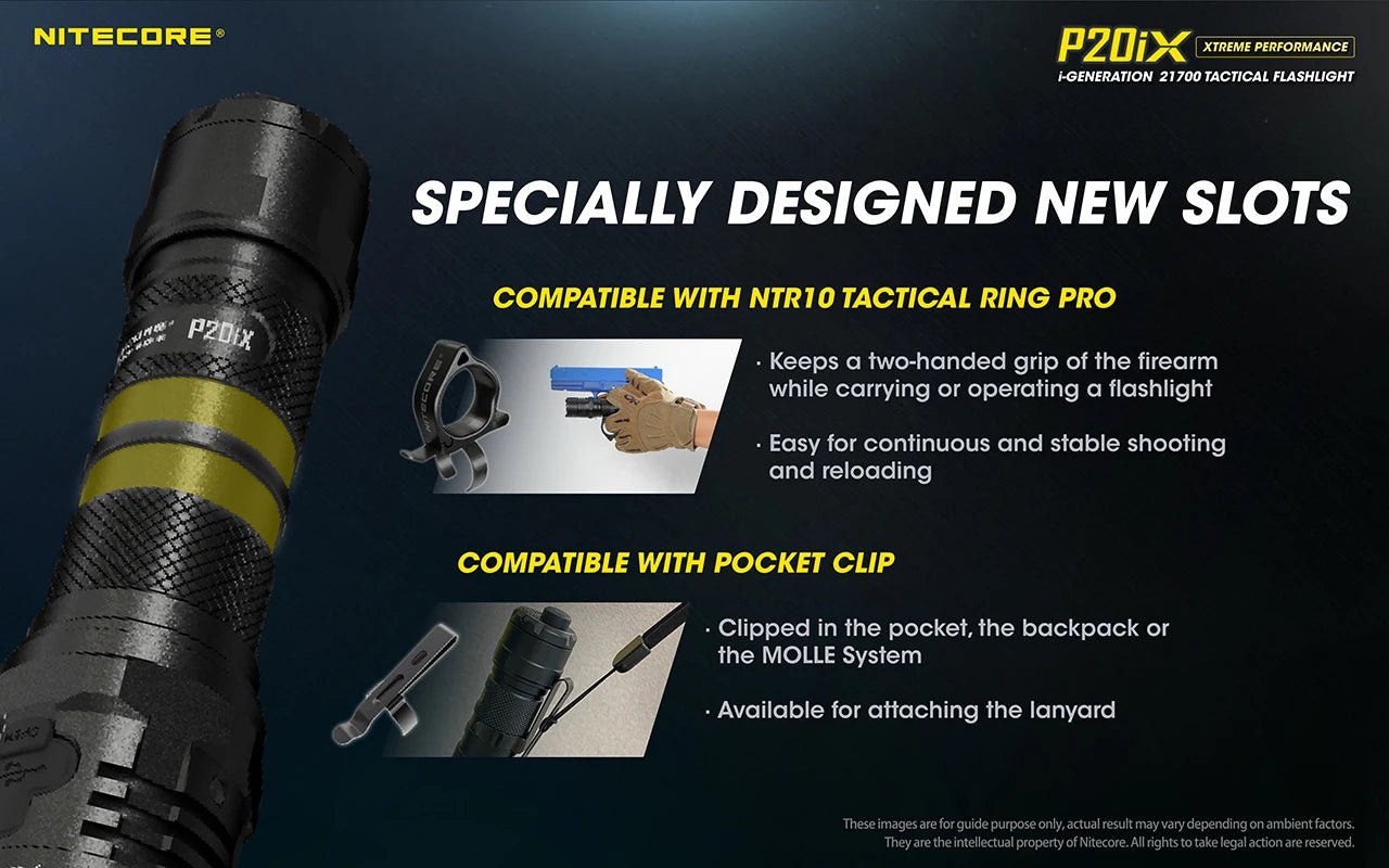 Nitecore P20iX USB - C oppladbar taktisk lommelykt 4000 lumen med 5000mAh batteri - HzConnect